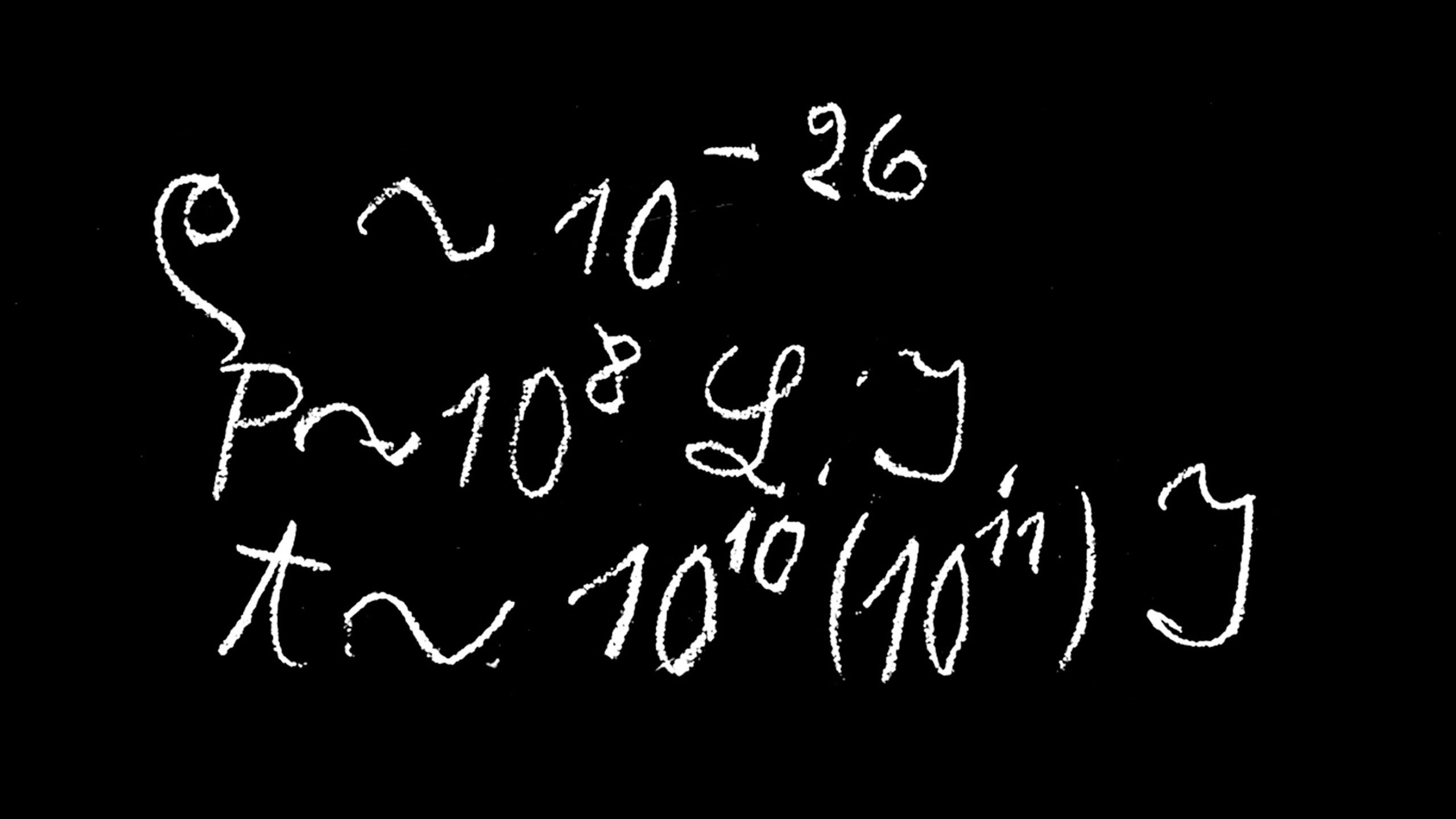 Einstein's Blackboard - final 3 lines with Einstein's conclusions about the Universe